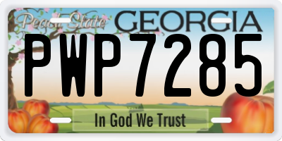 GA license plate PWP7285