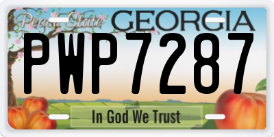GA license plate PWP7287