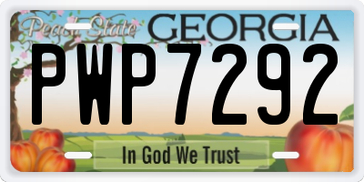 GA license plate PWP7292