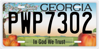 GA license plate PWP7302