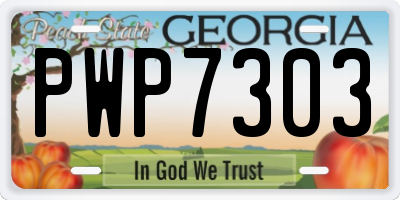 GA license plate PWP7303