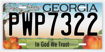 GA license plate PWP7322