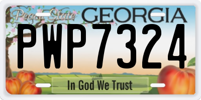 GA license plate PWP7324