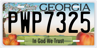 GA license plate PWP7325