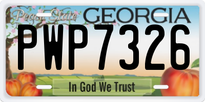 GA license plate PWP7326