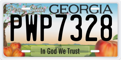 GA license plate PWP7328