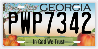 GA license plate PWP7342