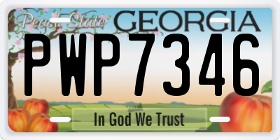 GA license plate PWP7346