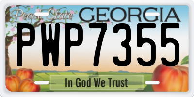 GA license plate PWP7355