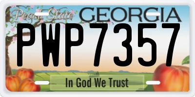 GA license plate PWP7357