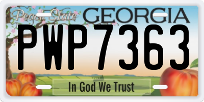 GA license plate PWP7363