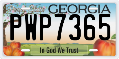 GA license plate PWP7365