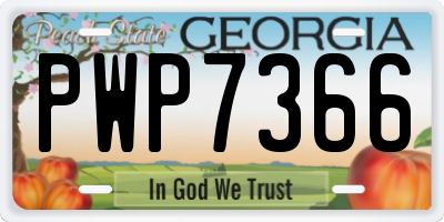 GA license plate PWP7366
