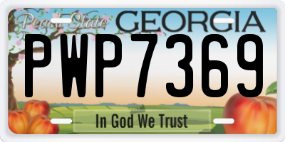 GA license plate PWP7369