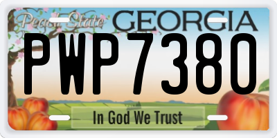 GA license plate PWP7380