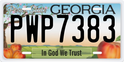 GA license plate PWP7383