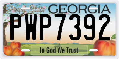 GA license plate PWP7392