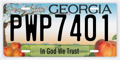 GA license plate PWP7401