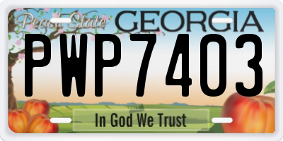GA license plate PWP7403