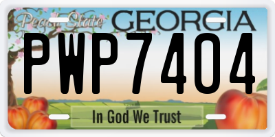 GA license plate PWP7404