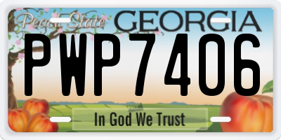 GA license plate PWP7406