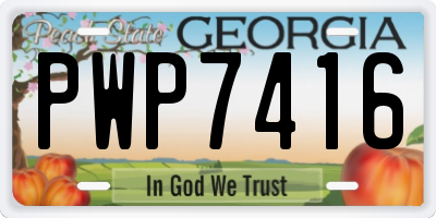 GA license plate PWP7416