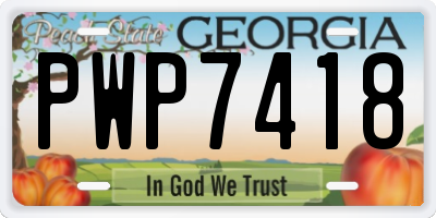 GA license plate PWP7418