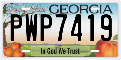 GA license plate PWP7419