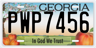 GA license plate PWP7456
