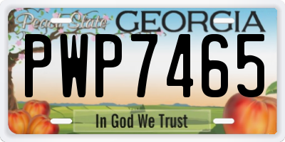 GA license plate PWP7465