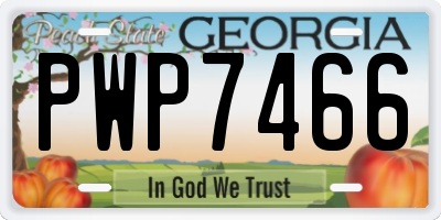 GA license plate PWP7466