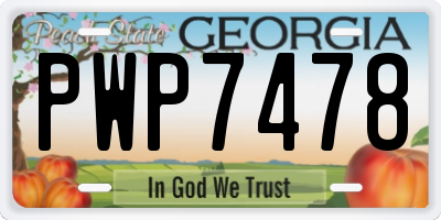 GA license plate PWP7478