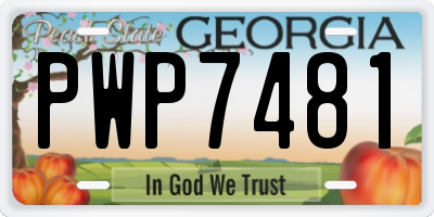 GA license plate PWP7481