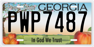 GA license plate PWP7487