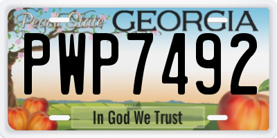 GA license plate PWP7492