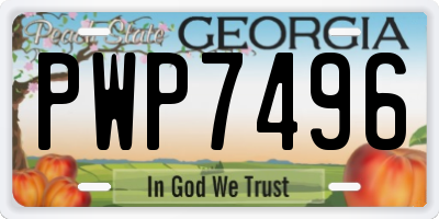 GA license plate PWP7496