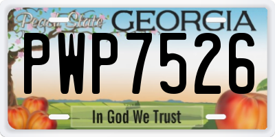 GA license plate PWP7526