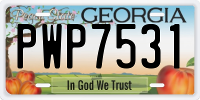 GA license plate PWP7531