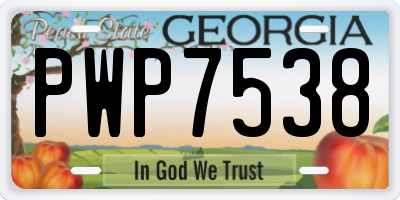GA license plate PWP7538