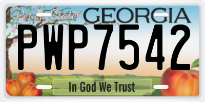 GA license plate PWP7542