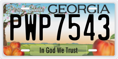 GA license plate PWP7543