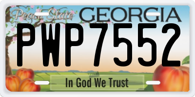 GA license plate PWP7552