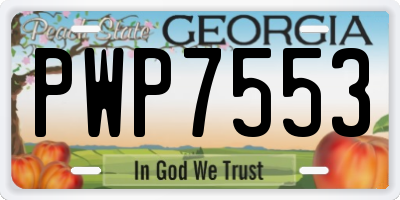 GA license plate PWP7553