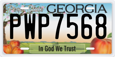 GA license plate PWP7568