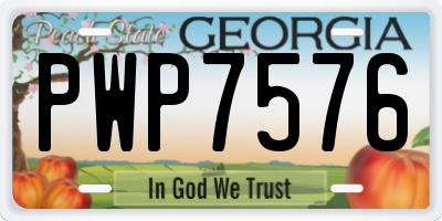 GA license plate PWP7576
