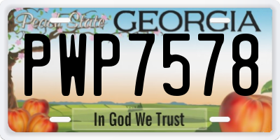 GA license plate PWP7578