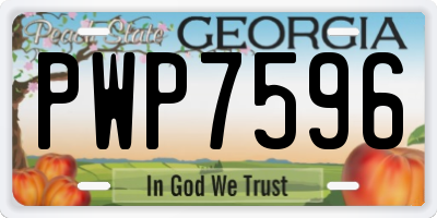 GA license plate PWP7596