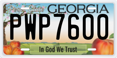 GA license plate PWP7600