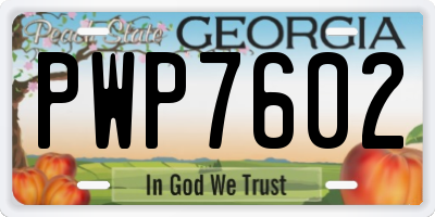GA license plate PWP7602