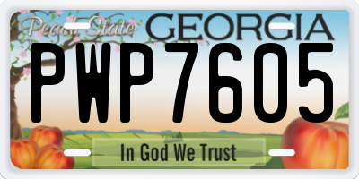 GA license plate PWP7605